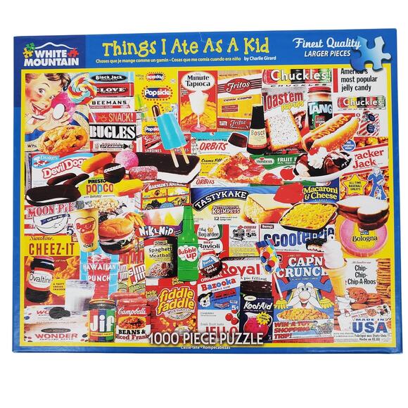 White Mountain Things I Ate as a Kid #1110 1000 Piece Puzzle 24inx30in Pre-Owned - Picture 1 of 6